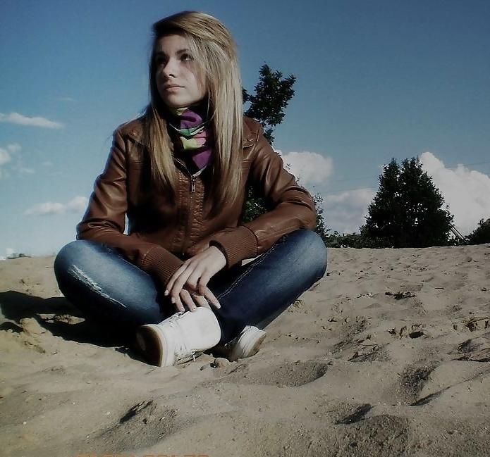 25P Teen girls in leather jacket 