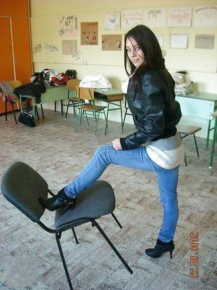 25P Teen girls in leather jacket 