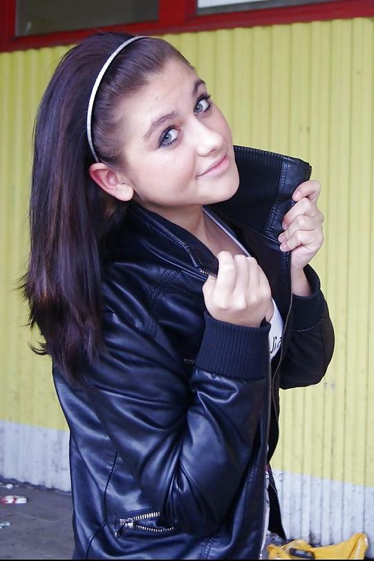 25P Teen girls in leather jacket 
