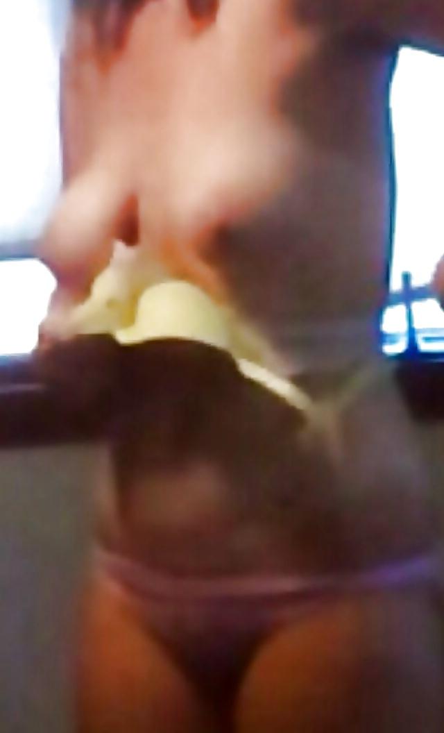 20P Wife's beautiful natural tits and bush
