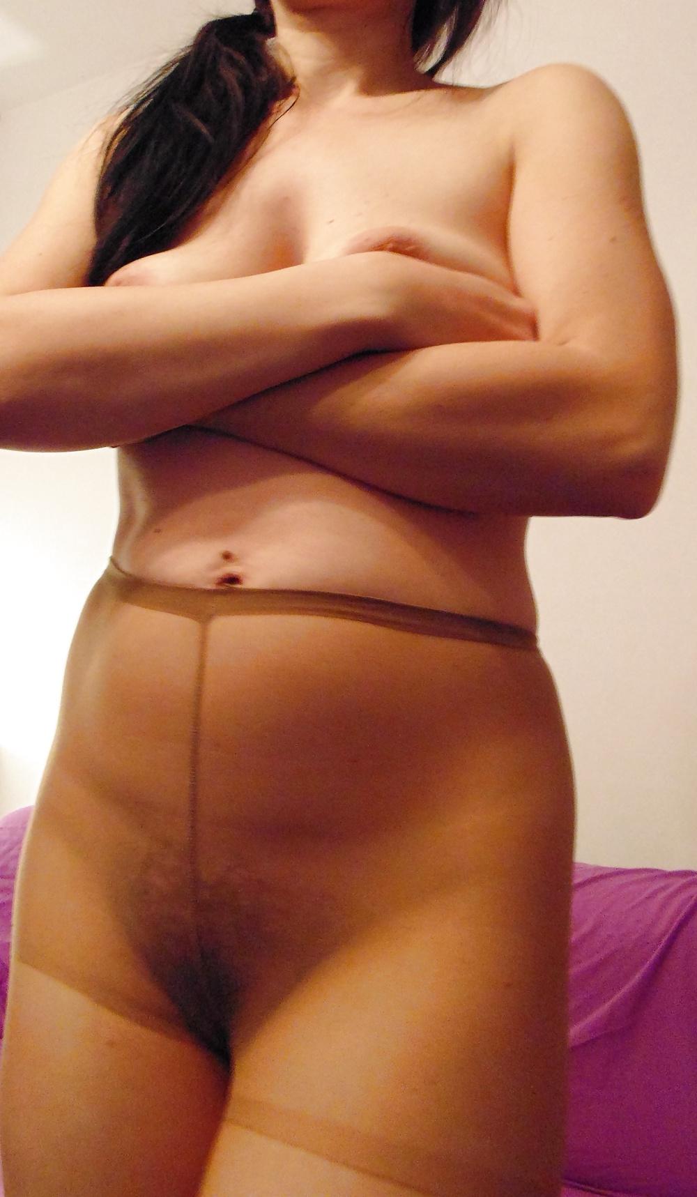 25P My hairy wife in pantyhose, from below and freshly fucked 