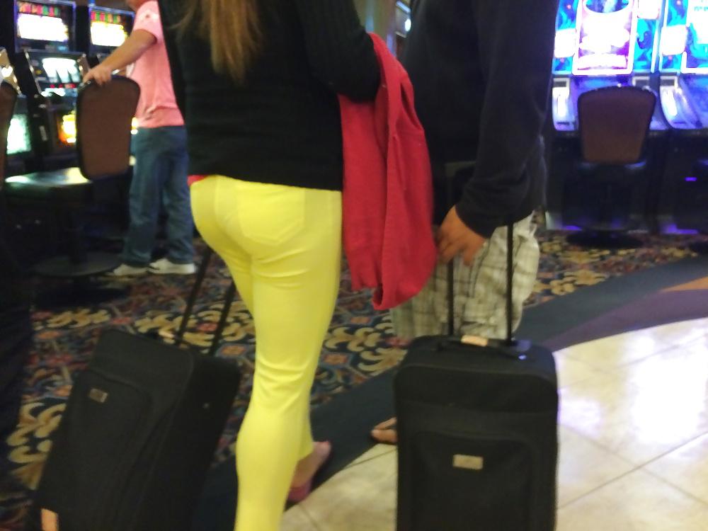 7P Young Filipina In Tight Yellow Pants Sweet Ass VPL
