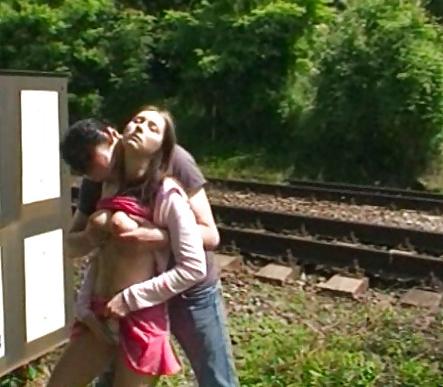 15P 2 old guys fuck a nice teen outdoor