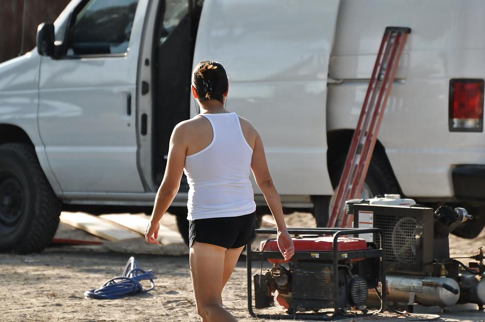 11P Flashing, braless, and construction workers.