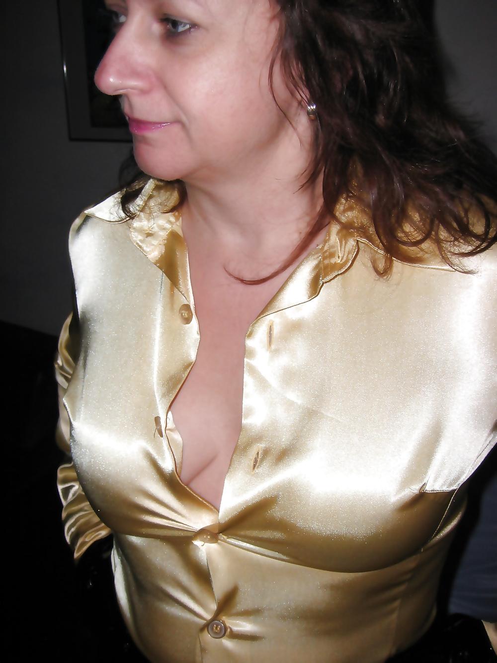 22P Hairy MILF in PVC Lingerie and Satin Blouse