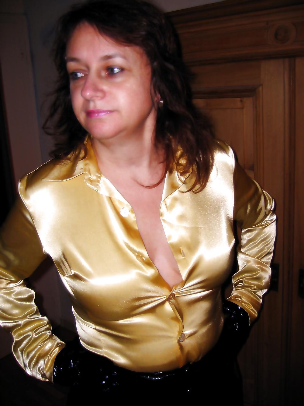 22P Hairy MILF in PVC Lingerie and Satin Blouse