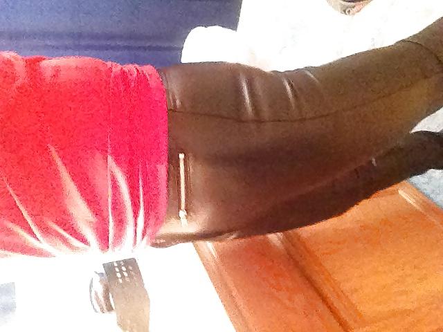 9P My ass in leather-like leggings