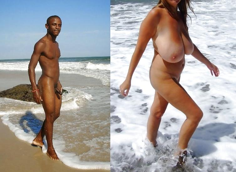 6P Busty Wife Teasing Younger Black Men At Nude Beach