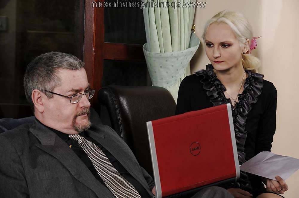 12P Mature secretary in black panties punished.