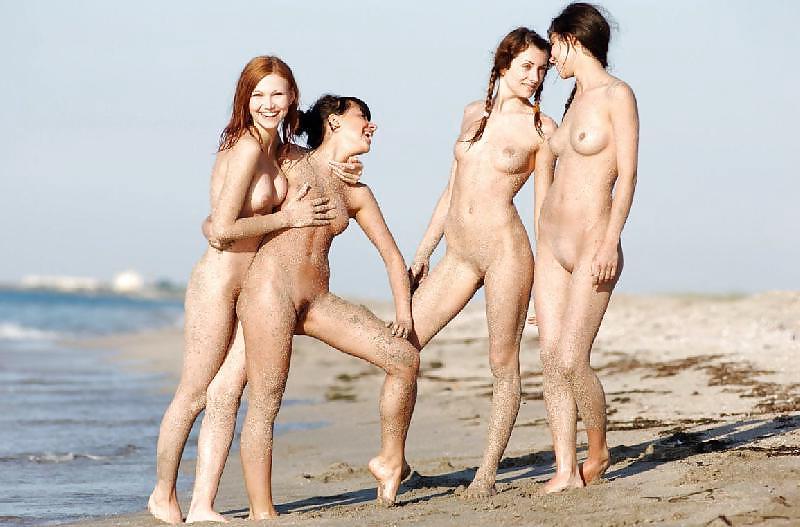 18P Four lesbians at the beach