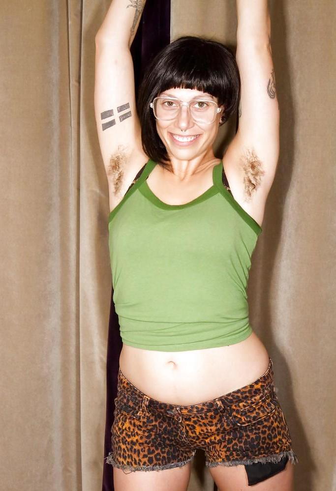25P Miscellaneous girls showing hairy, unshaven armpits 1