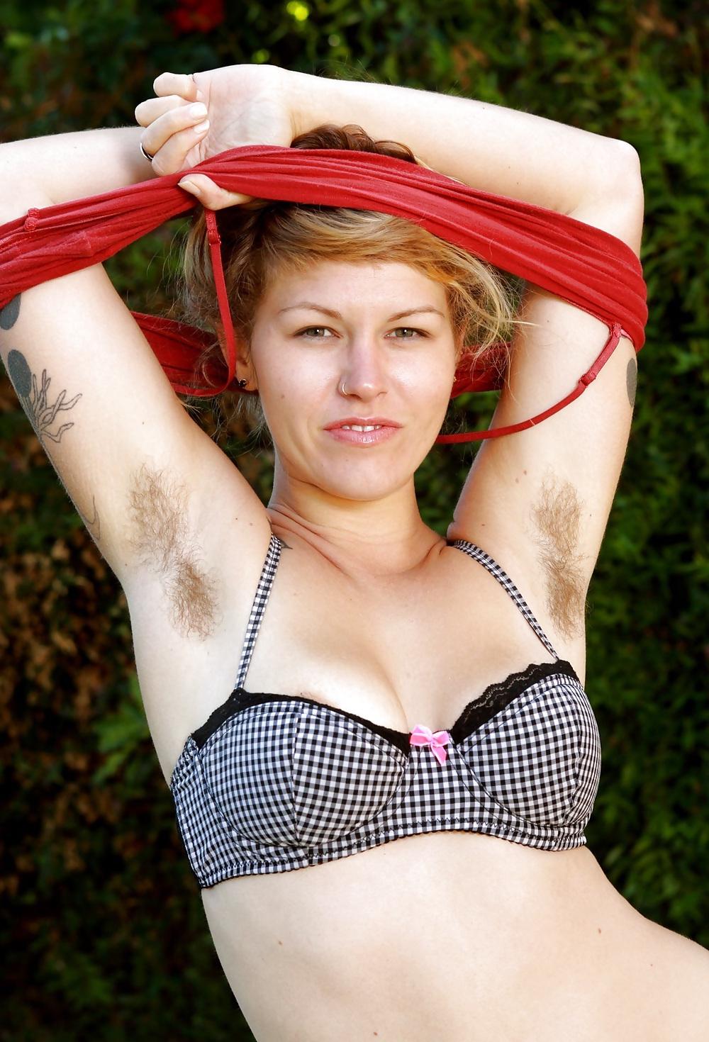 25P Miscellaneous girls showing hairy, unshaven armpits 2