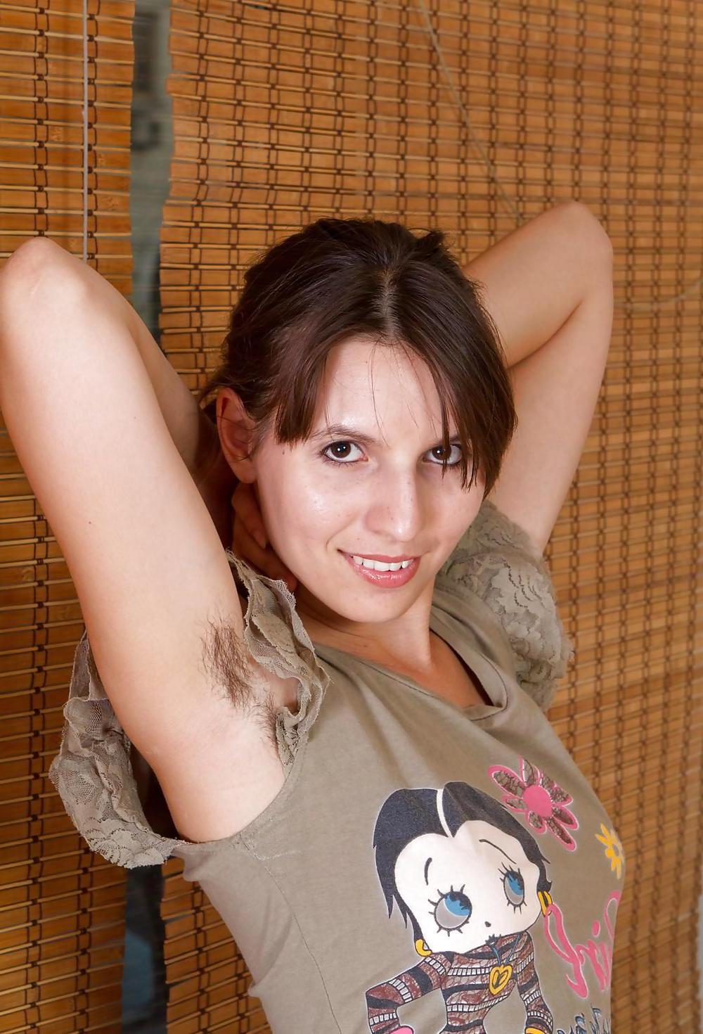 25P Miscellaneous girls showing hairy, unshaven armpits 2