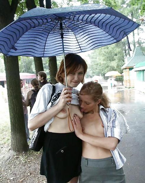25P Public pussy and tit flashing. Street sluts.