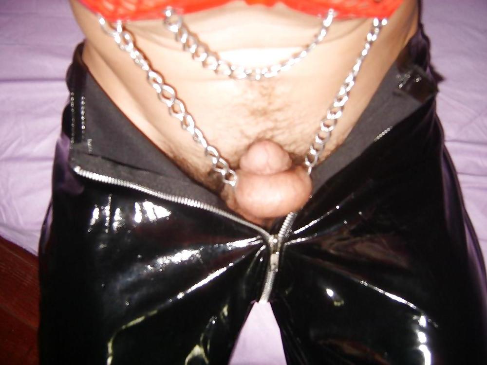 11P Black Vinyl zip around pants