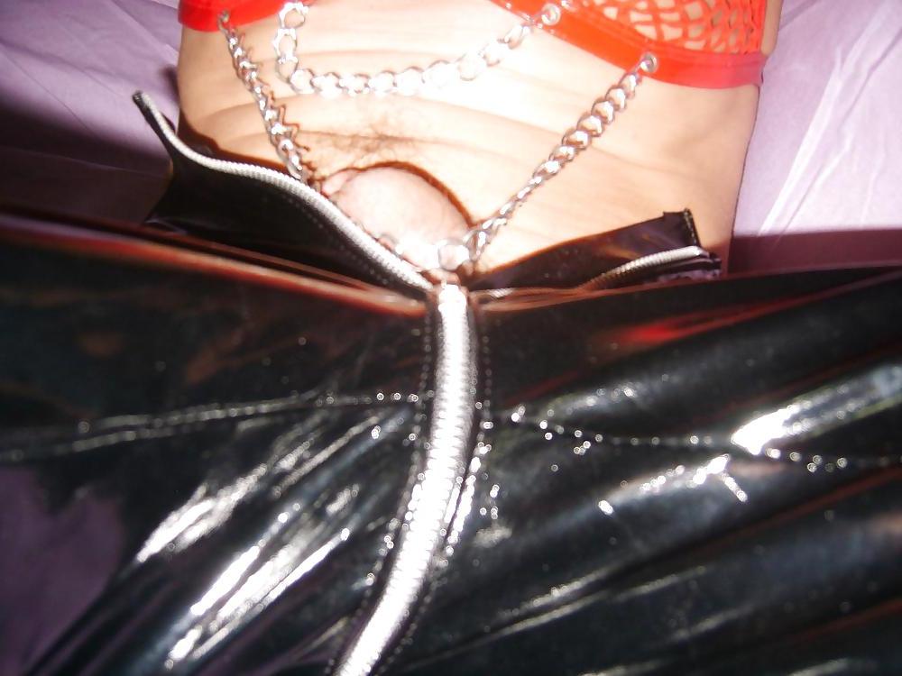 11P Black Vinyl zip around pants