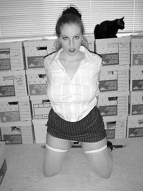 25P Black and white office Bondage