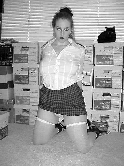 25P Black and white office Bondage