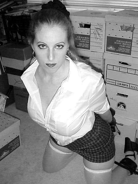 25P Black and white office Bondage