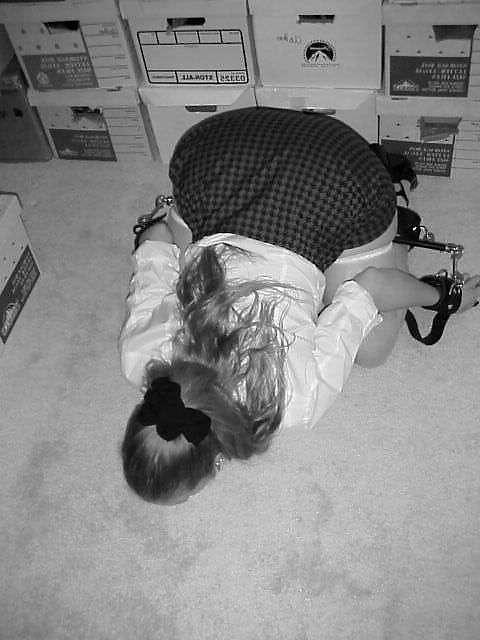 25P Black and white office Bondage