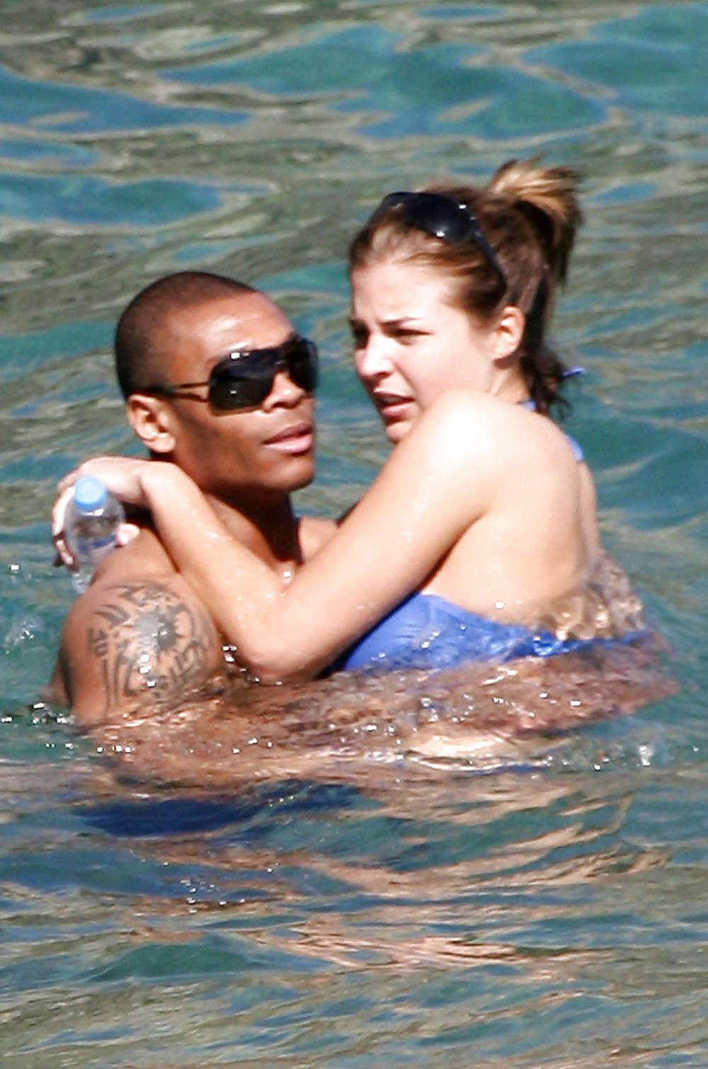 16P Gemma Atkinson Blue Bikini Candids on the Beach