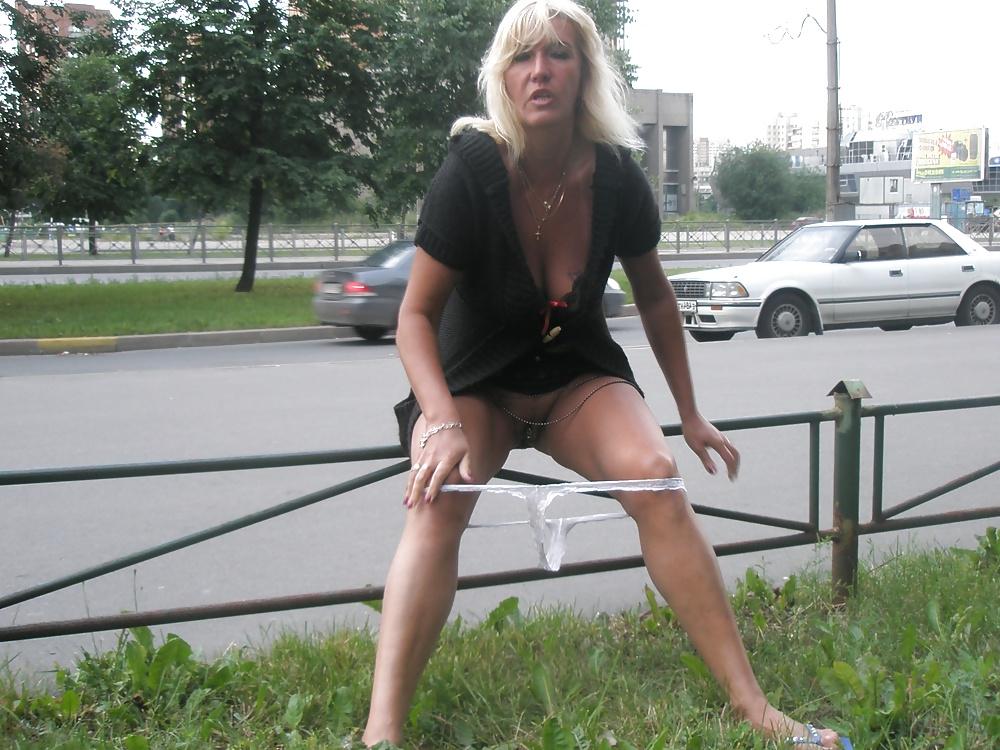 20P Flashing in white knickers