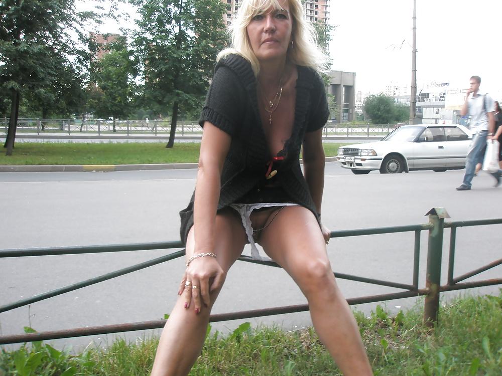20P Flashing in white knickers