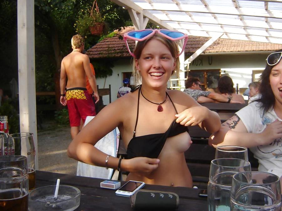 17P One boob flash