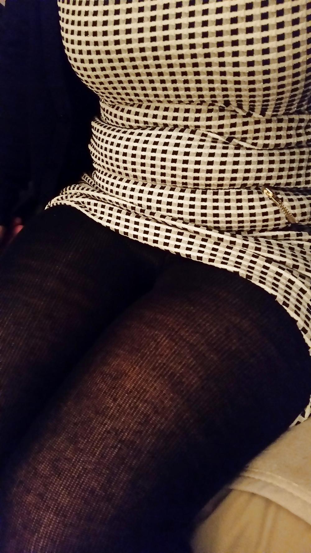 5P Flashing my black tights and pink knickers