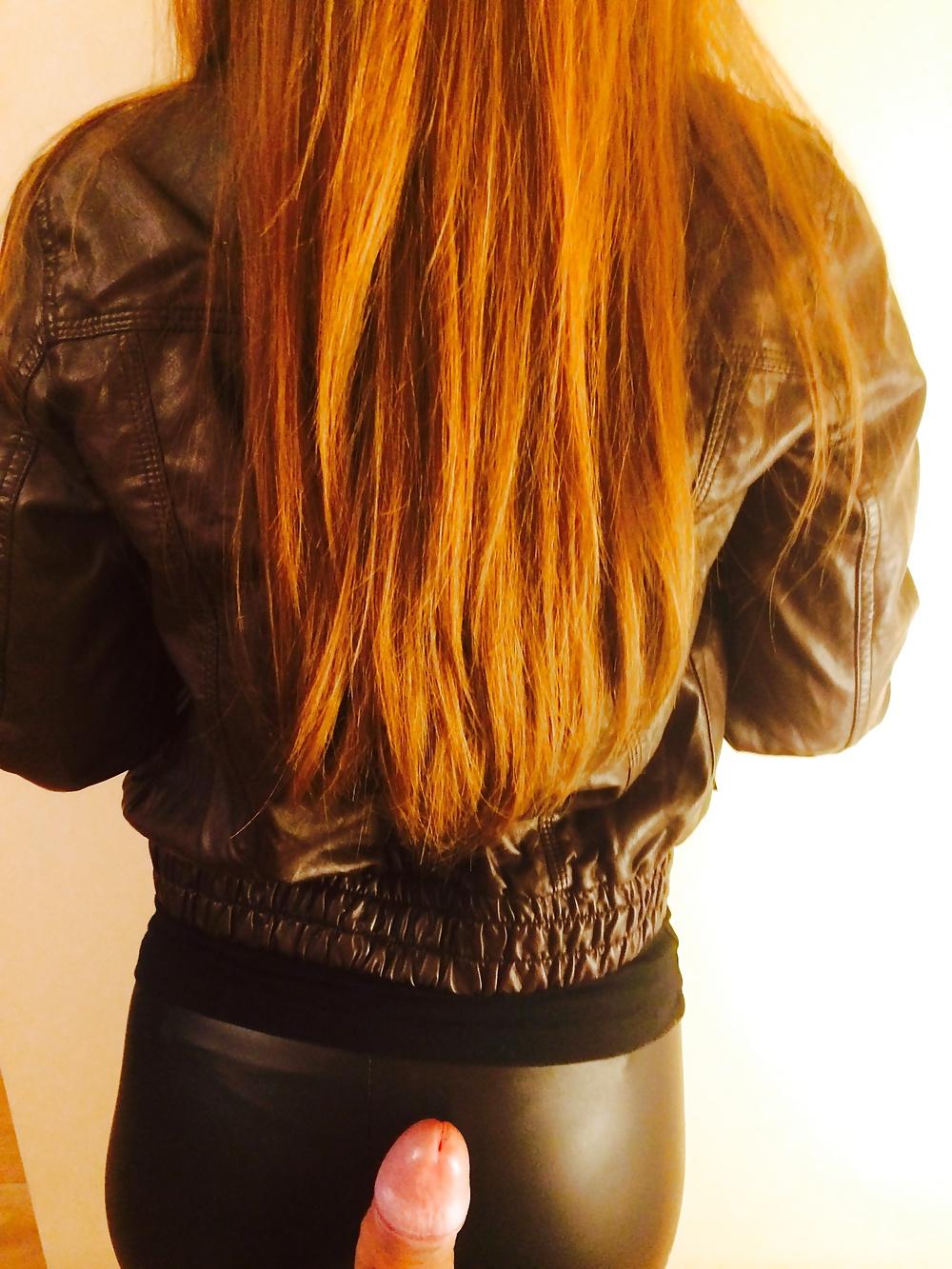 14P Rubbering my cock against very sexy girl in leather outfit