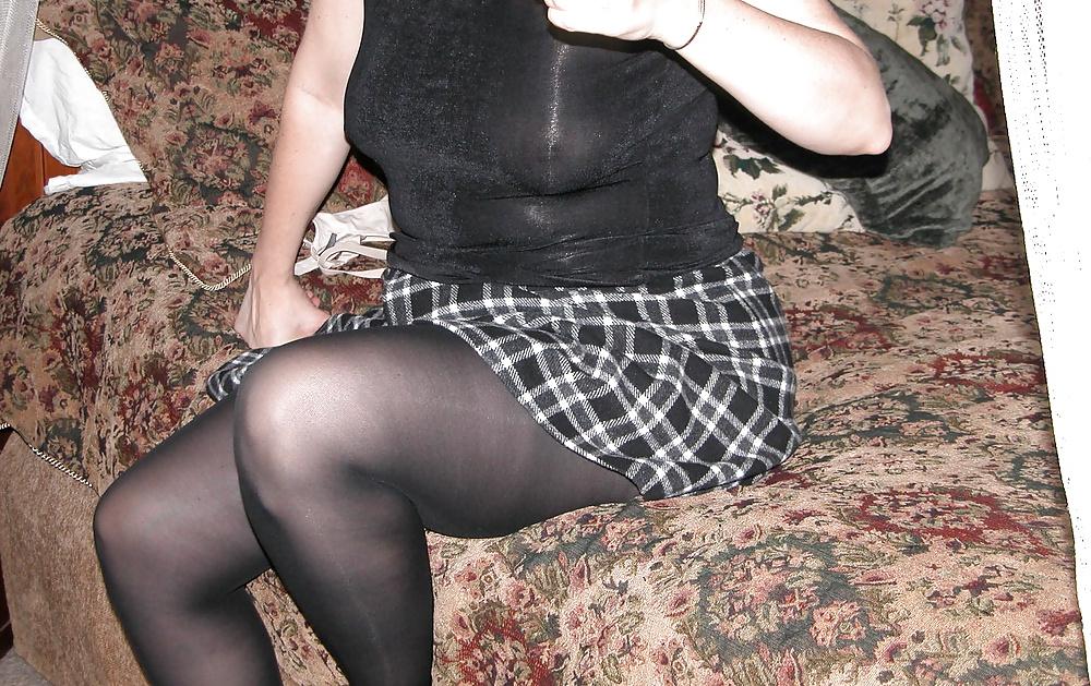 14P Saturday night fun in nylon sheer tights.