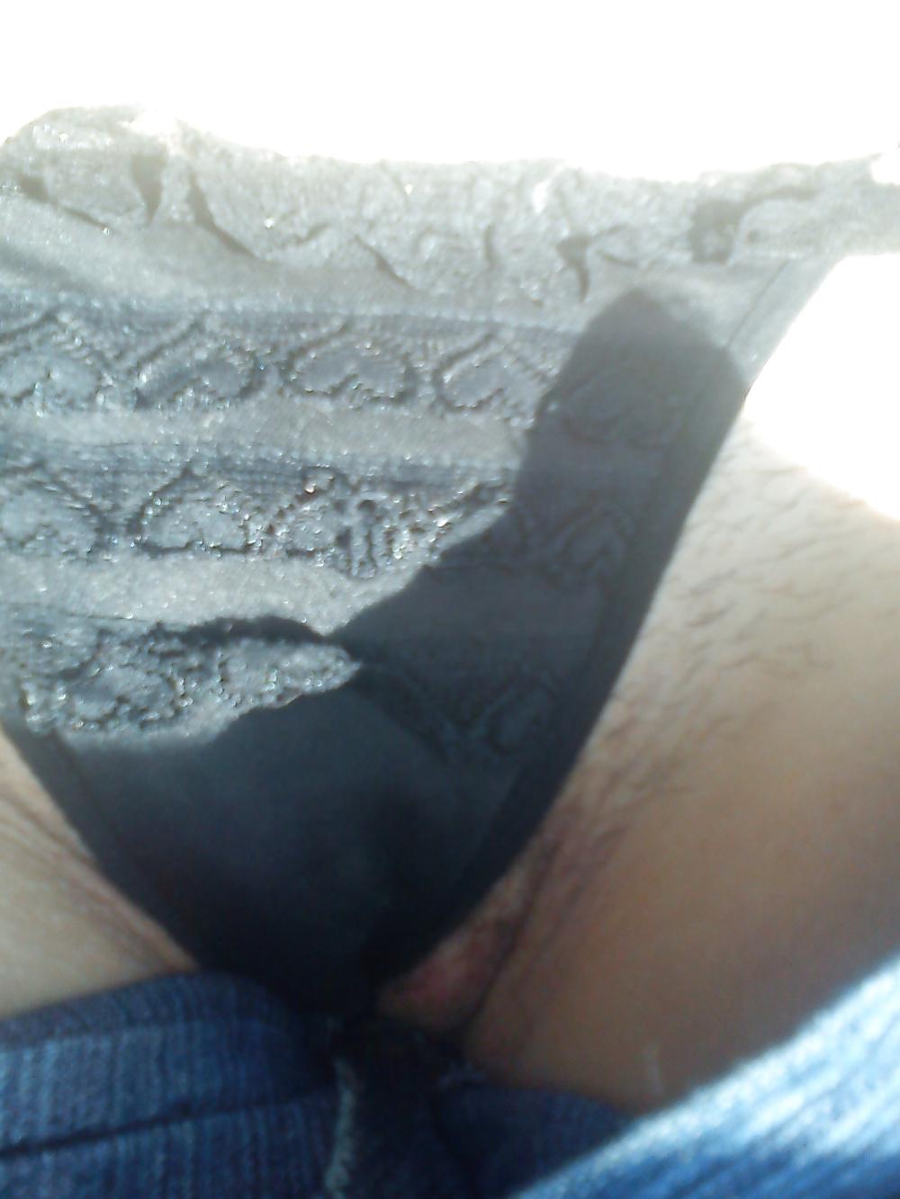 9P Hairy pussy black pantie