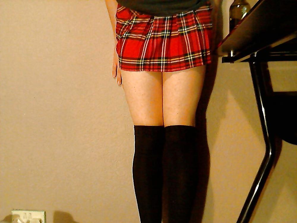 8P Plaid Skirt & Leather