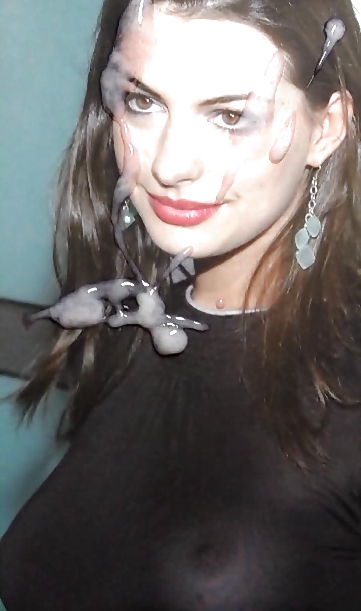 14P Anne Hathaway See Through With Cock And Cum Facial!