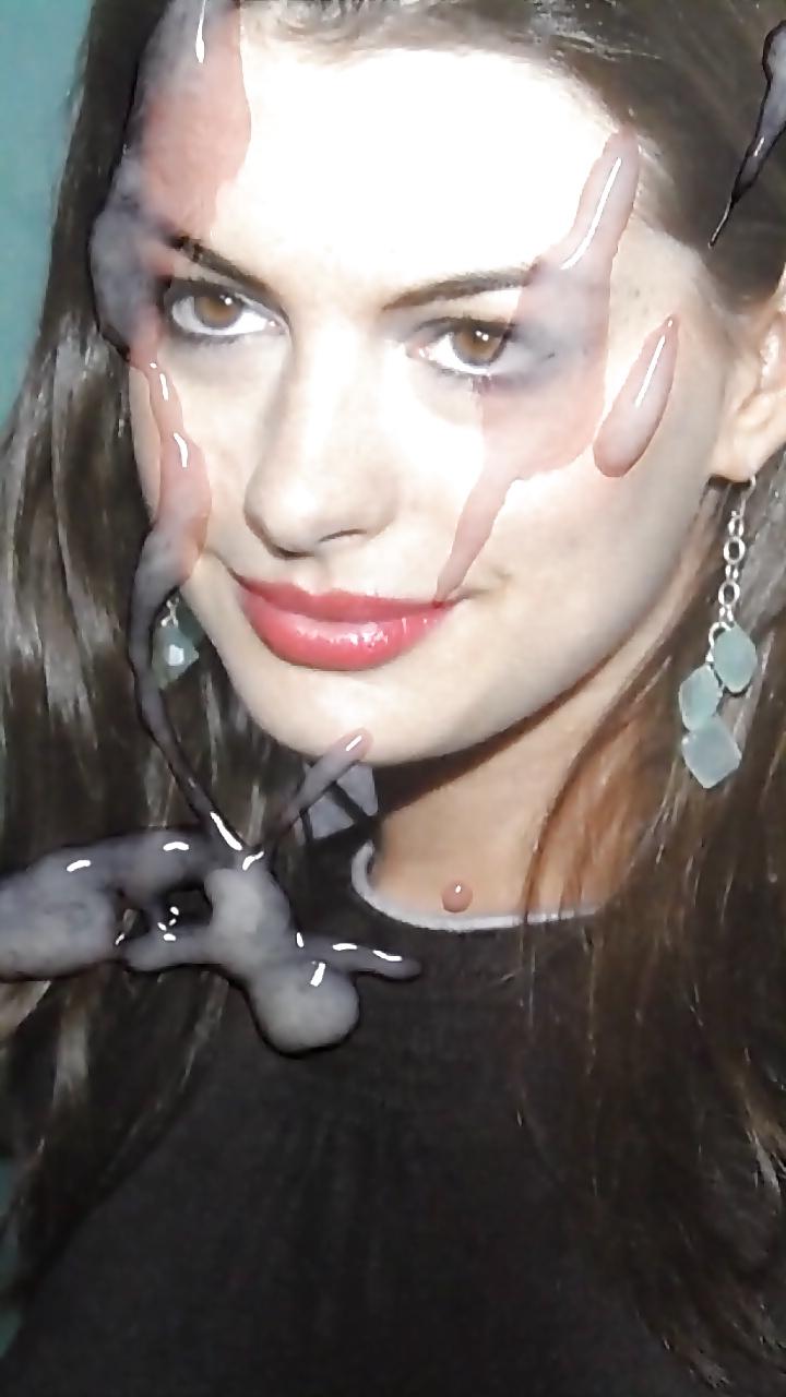 14P Anne Hathaway See Through With Cock And Cum Facial!
