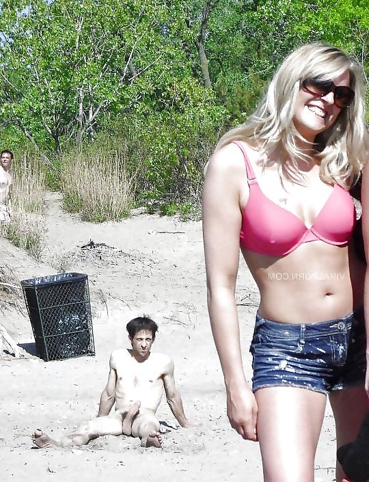 25P Caught erecting at nude beach - part 2