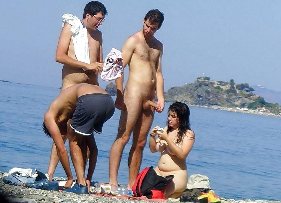 25P Caught erecting at nude beach - part 2
