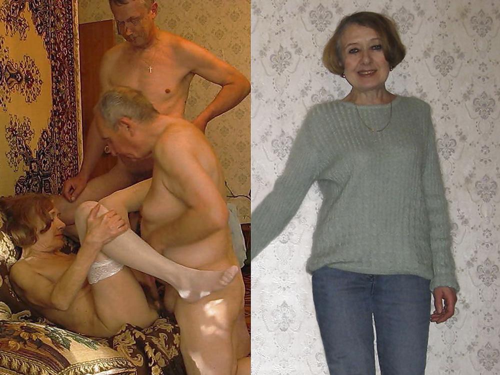 19P Dressed and undressed mature woman