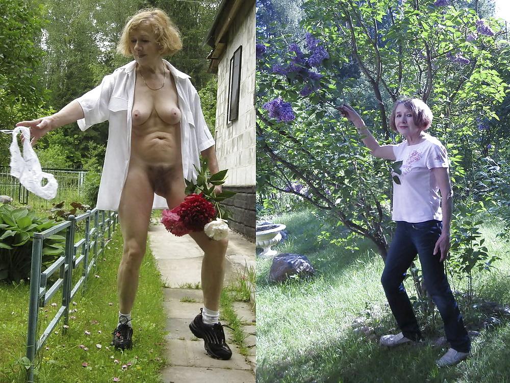 19P Dressed and undressed mature woman