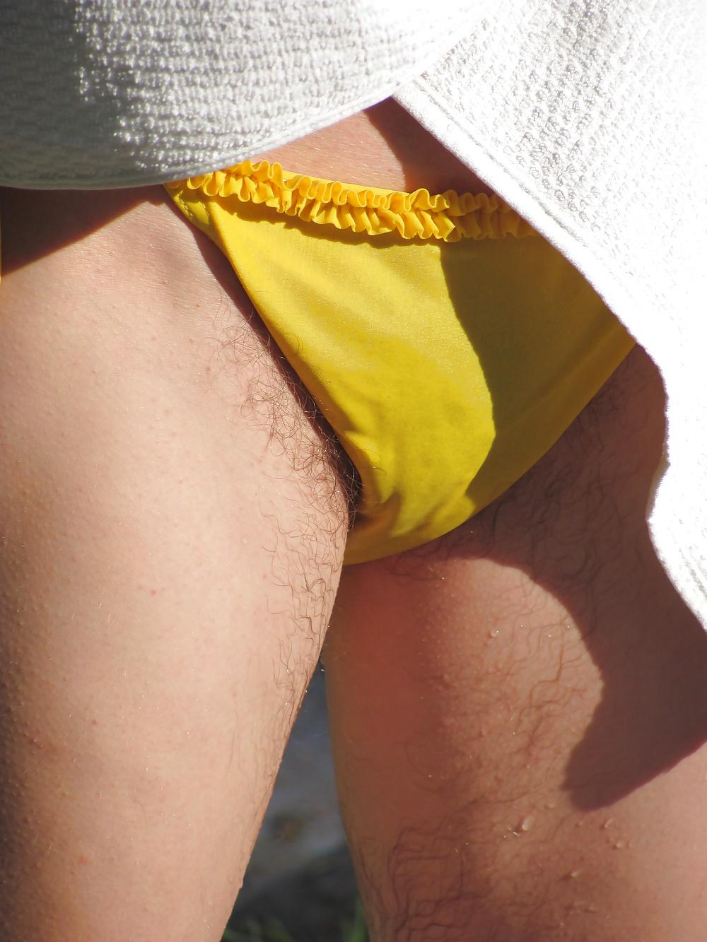 14P Hairy woman on the beach