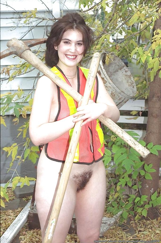 7P Bottomless and hairy working woman in public