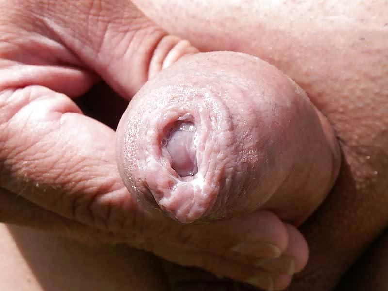 14P Wet Uncut Penis, Close-ups and slowly pulls back my foreskin