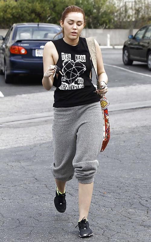 25P Miley Cyrus going to a gym in Toluca Lake