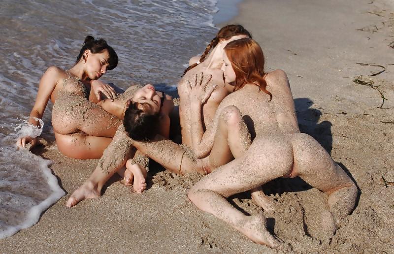 18P Four Teens On Beach .My Fav RedHead. Ur Fav?