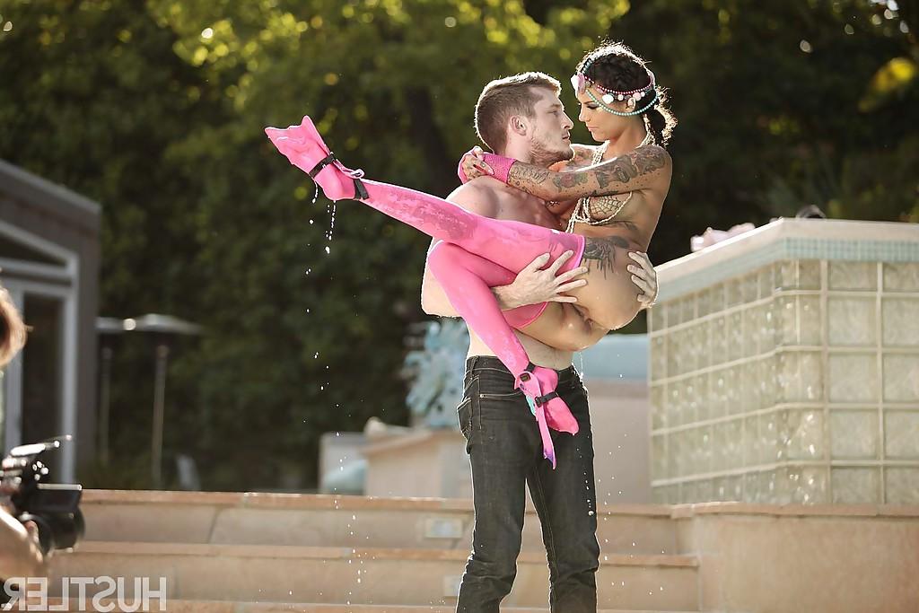 16P Heavily inked teen pornstar Bonnie Rotten taking anal sex in pink nylons