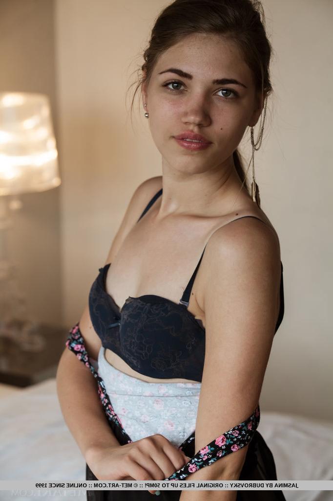 18P Leggy teen babe sliding panties over shaved pussy and ass while stripping