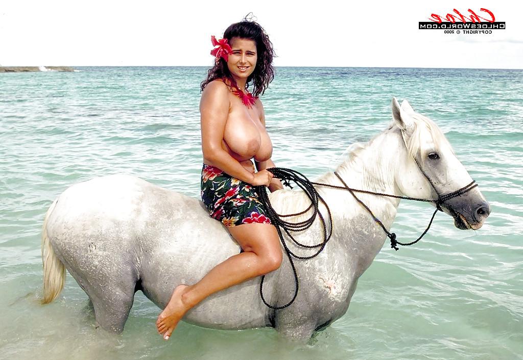 16P European solo model Chloe Vevrier demonstrating hooters in ocean and on beach