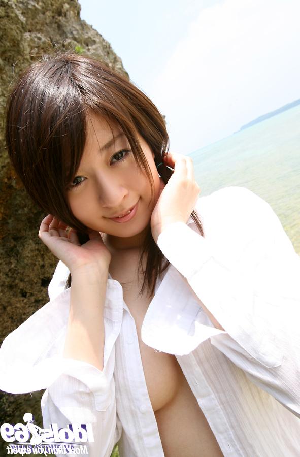 16P Arousing asian coed with hairy cunt Risa Misaki stripping outdoor