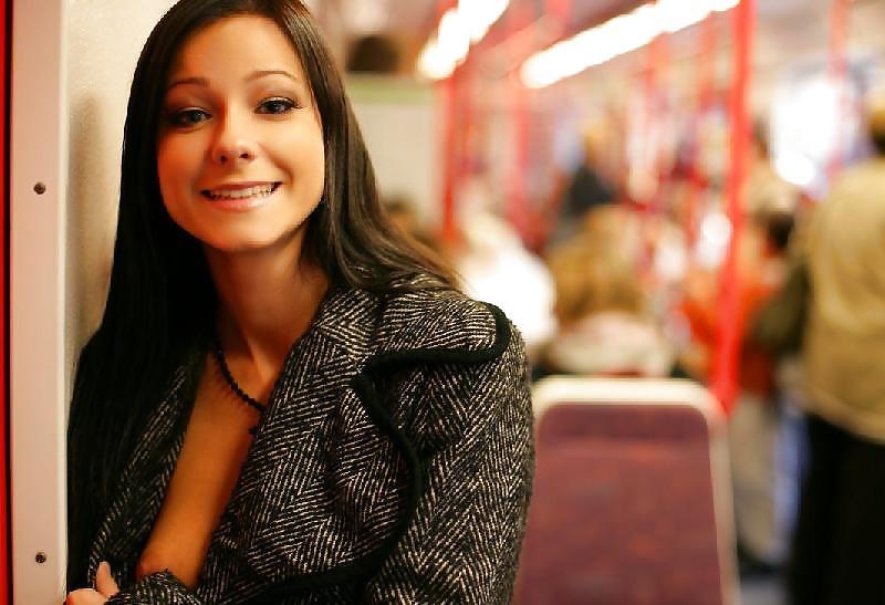 16P Brunette in miniskirt flashing in the subway by Sail