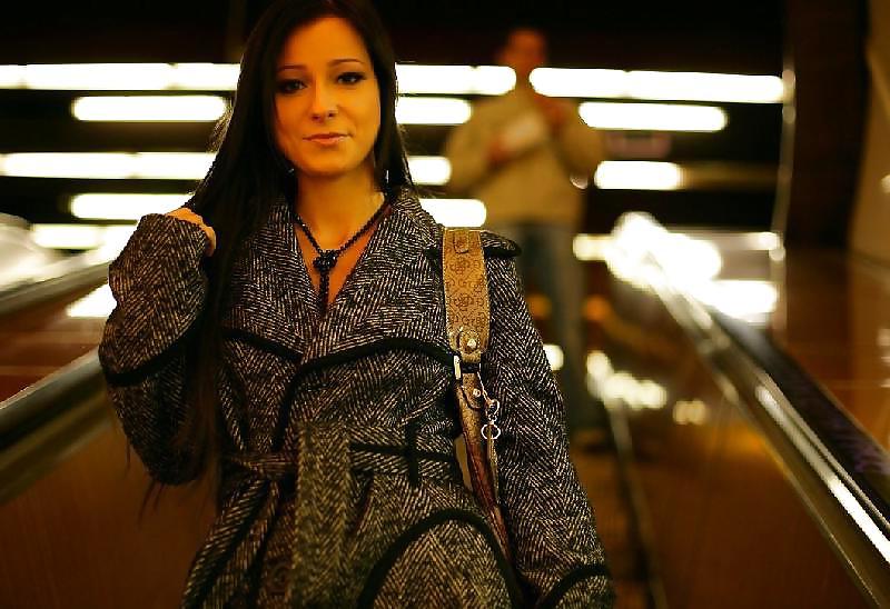 16P Brunette in miniskirt flashing in the subway by Sail